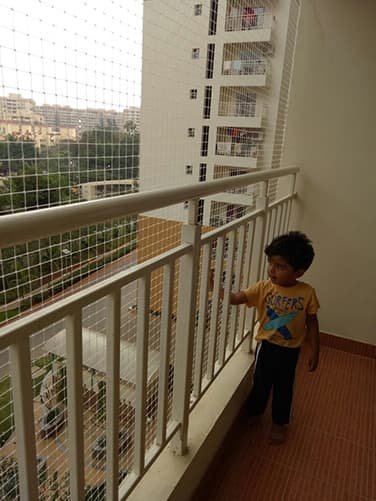 Children safety nets installed on a balcony